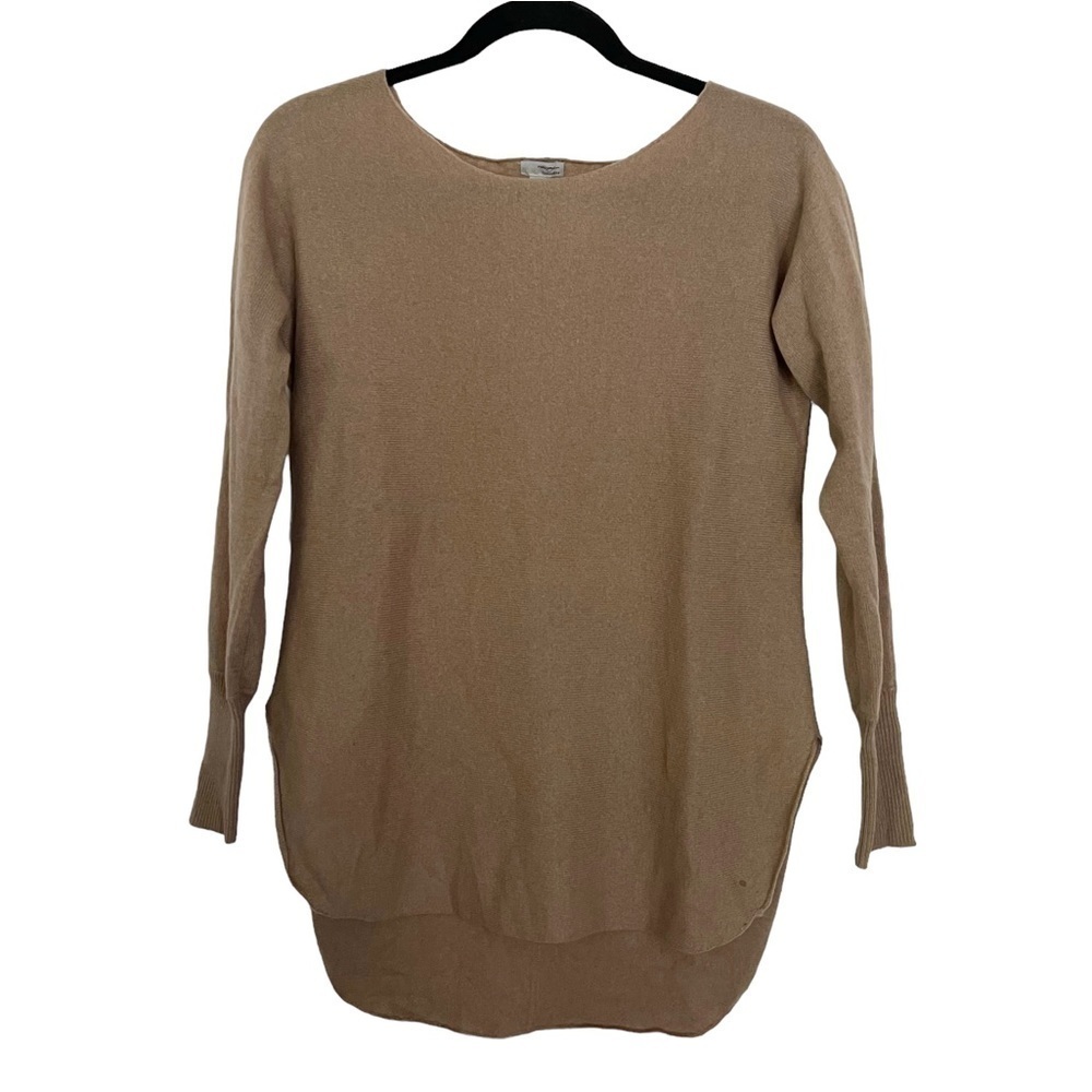 Halogen Tan 100% Cashmere Hi Low Hem Sweater XS